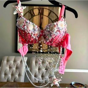 Pink Mermaid Net Bra Top - 36B